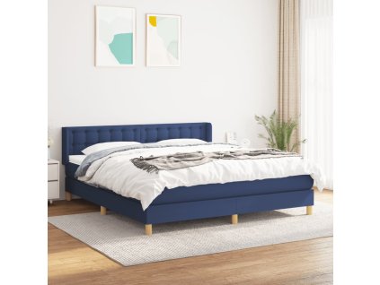 vidaXL Posteľný rám boxspring s matracom modrý 160x200 cm látka