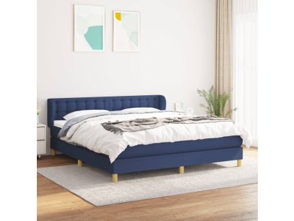 vidaXL Posteľný rám boxspring s matracom modrý 160x200 cm látka