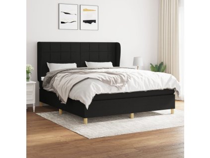 vidaXL Posteľný rám boxspring s matracom čierny 180x200 cm látka