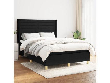 vidaXL Posteľný rám boxspring s matracom čierny 140x200 cm látka