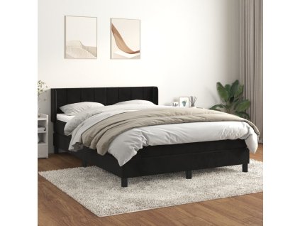 vidaXL Posteľný rám boxspring s matracom čierny 140x190 cm zamat