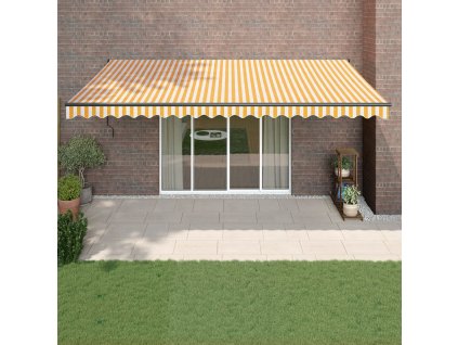 vidaXL Automatická zaťahovacia markíza, žltá a biela 5x3 m