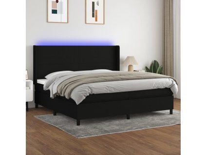 vidaXL Posteľ boxsping s matracom a LED čierna 200x200 cm látka