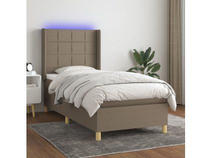 vidaXL Posteľ boxsping s matracom a LED sivohnedá 90x190 cm látka