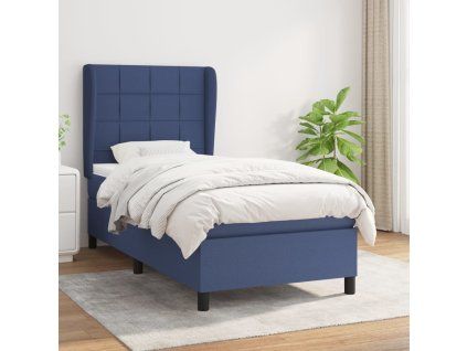 vidaXL Posteľný rám boxspring s matracom modrý 90x200 cm látka
