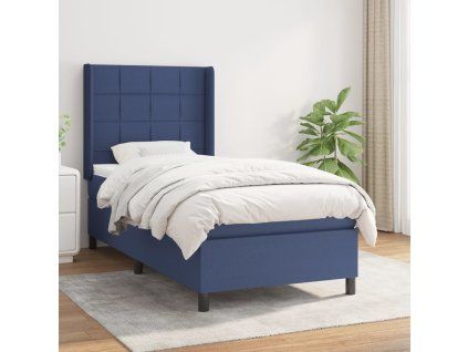 vidaXL Posteľný rám boxspring s matracom modrý 90x190 cm látka