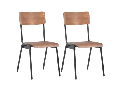 vidaXL Jedálenské stoličky 2 ks hnedé masívna preglejka oceľ