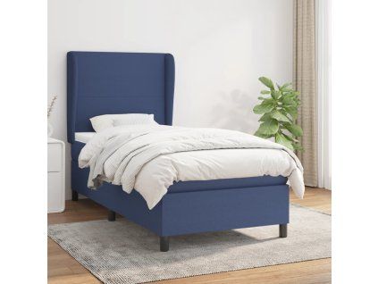 vidaXL Posteľný rám boxspring s matracom modrý 90x190 cm látka