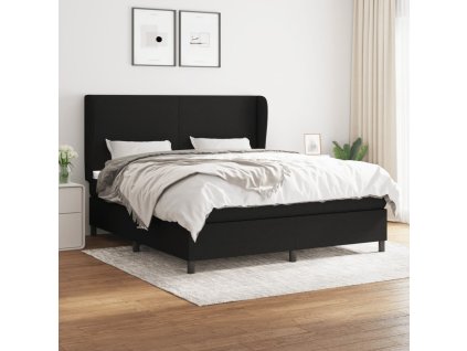 vidaXL Posteľný rám boxspring s matracom čierny 180x200 cm látka
