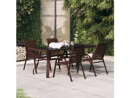 vidaXL 5-dielna záhradná jedálenská súprava hnedá a čierna