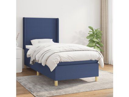 vidaXL Posteľný rám boxspring s matracom modrý 90x200 cm látka