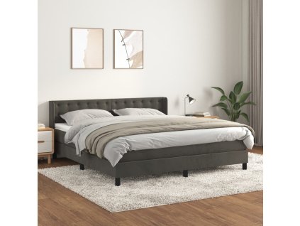 vidaXL Posteľný rám boxspring s matracom tmavosivý 180x200 cm zamat