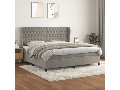 vidaXL Posteľný rám boxsping s matracom bledosivý 200x200 cm zamat