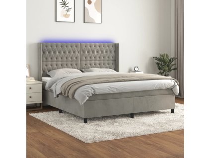 vidaXL Posteľ boxsping s matracom a LED bledosivá 160x200 cm zamat