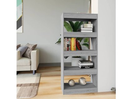 vidaXL Knižnica/rozdeľovač sivý dub 60x30x135 cm spracované drevo