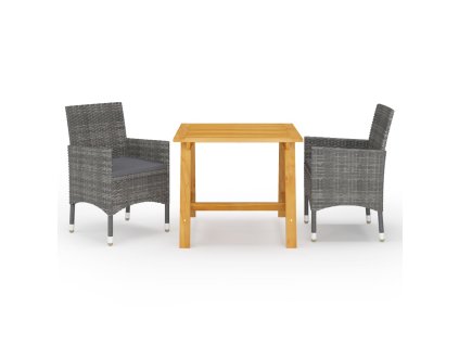 vidaXL 3-dielna záhradná jedálenská súprava sivá