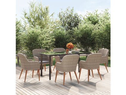 vidaXL 7-dielna záhradná jedálenská súprava so sedákmi hnedá