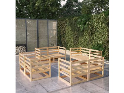 vidaXL 8-dielna záhradná sedacia súprava, borovicový masív