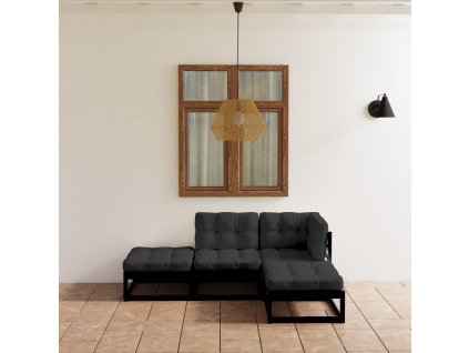 vidaXL 4-dielna záhradná súprava s podložkami borovicový masív