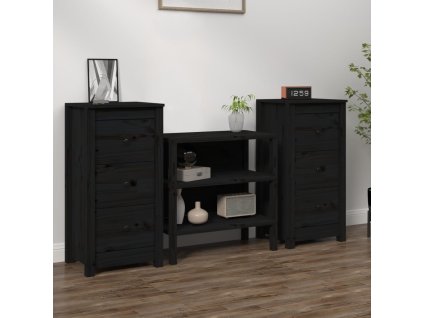 vidaXL Komody 2 ks čierne 40x35x80 cm borovicový masív