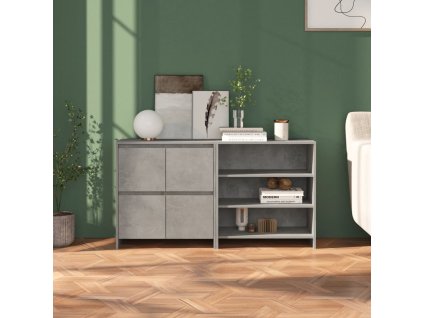 vidaXL 2-dielna komoda betónová sivá spracované drevo