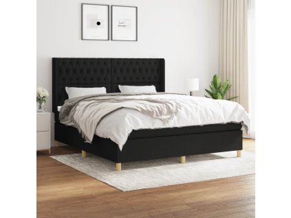 vidaXL Posteľný rám boxspring s matracom čierny 180x200 cm látka