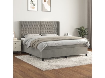 vidaXL Posteľný rám boxsping s matracom bledosivý 180x200 cm zamat