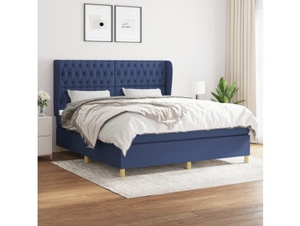 vidaXL Posteľný rám boxspring s matracom modrý 180x200 cm látka