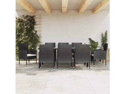 vidaXL 9-dielna záhradná jedálenská súprava polyratan a oceľ