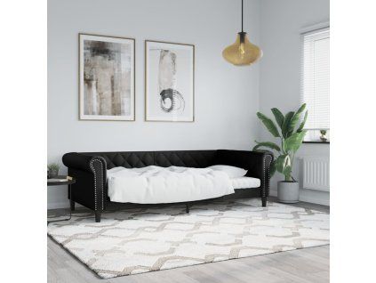 vidaXL Denná posteľ čierna 90x190 cm umelá koža