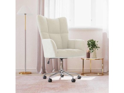 vidaXL Relaxačné kreslo krémovo-biele zamat