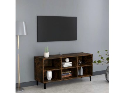 vidaXL TV skrinka, kovové nohy, tmavý dub 103,5x30x50 cm