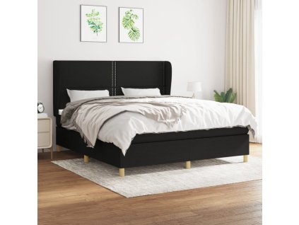 vidaXL Posteľný rám boxspring s matracom čierny 180x200 cm látka