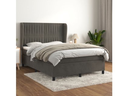 vidaXL Posteľný rám boxspring s matracom tmavosivý 140x190 cm zamat