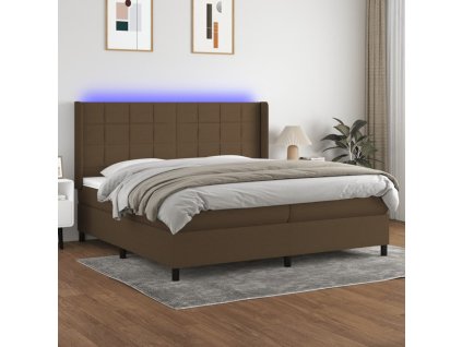 vidaXL Posteľ boxsping s matracom a LED tmavohnedá 200x200 cm látka