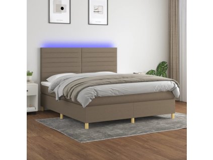 vidaXL Posteľ boxsping s matracom a LED sivohnedá 160x200 cm látka