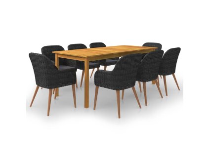 vidaXL 9-dielna záhradná jedálenská súprava čierna