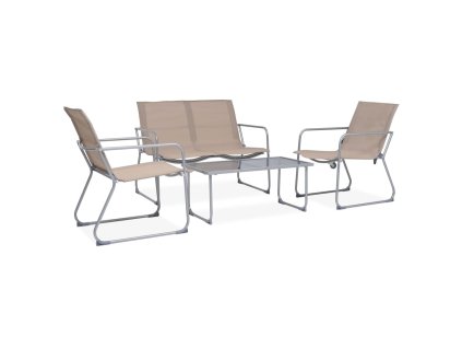 vidaXL 4-dielna záhradná sedacia súprava látka a oceľ sivohnedá