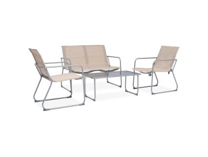 vidaXL 4-dielna záhradná sedacia súprava látka a oceľ krémová