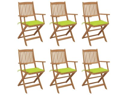 vidaXL Skladacie záhradné stoličky so sedákmi 6 ks akáciový masív