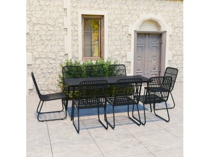 vidaXL 9-dielna vonkajšia jedálenská súprava polyratan a sklo