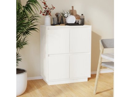 vidaXL Komoda, biela 60x34x75 cm, borovicový masív