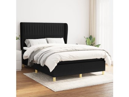 vidaXL Posteľný rám boxspring s matracom čierny 140x200 cm látka