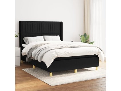 vidaXL Posteľný rám boxspring s matracom čierny 140x200 cm látka