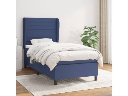 vidaXL Posteľný rám boxsping s matracom modrý 80x200 cm látka