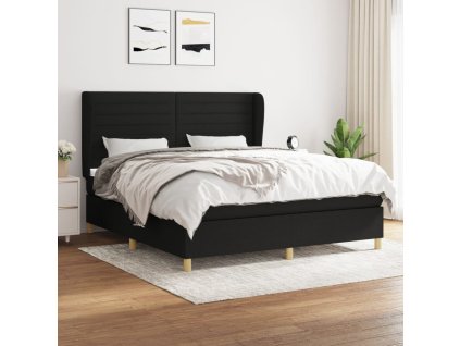 vidaXL Posteľný rám boxspring s matracom čierny 180x200 cm látka