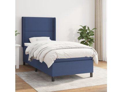 vidaXL Posteľný rám boxspring s matracom modrý 90x190 cm látka