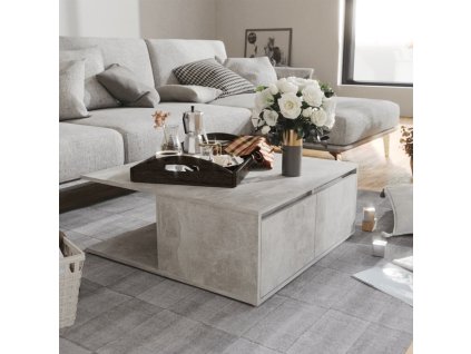 vidaXL Konferenčný stolík betónový sivý 80x80x31cm drevotrieska