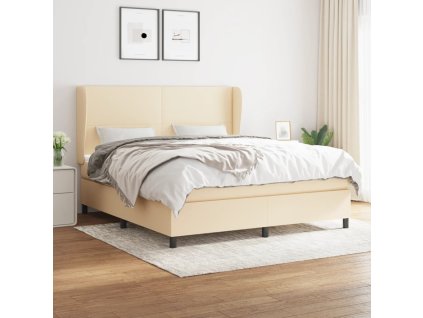 vidaXL Posteľný rám boxspring s matracom krémový 180x200 cm látka