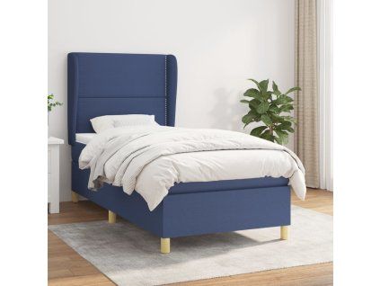 vidaXL Posteľný rám boxspring s matracom modrý 90x200 cm látka